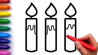 CANDLES Drawing and Coloring pages for kids, toddlers Learn colors Whoopee Playhouse