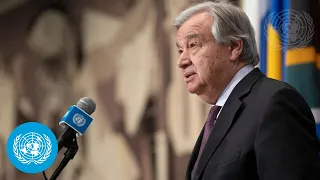 Ukraine: UN Chief addresses the media - Security Council Media Stakeout (28 March 2022)