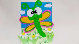 Летняя аппликация СТРЕКОЗА с шаблонами.Summer applique Dragonfly with templates. Diy