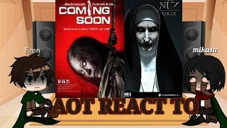 AOT React to our world (horror movies)