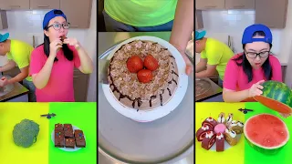 Ice cream challenge!🍨 chocolate cake vs watermelon mukbang #funny #food #mukbang