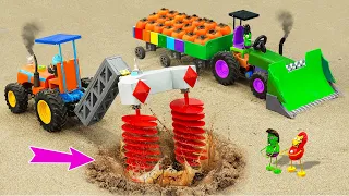 Diy tractor Bulldozer making mini Well Drilling Machine | diy Crane rescues Water Tank | HP Mini