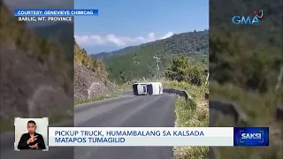 Pickup truck, humambalang sa kalsada matapos tumagilid | Saksi