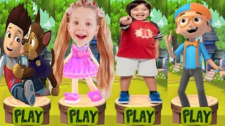 Tag with Ryan vs Blippi Adventure Run vs Paw Patrol Ryder vs Love Diana Pet Dash - Run Gameplay