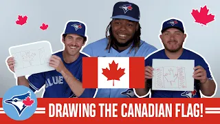 Jordan Romano, Vladimir Guerrero Jr., and Alejandro Kirk draw the flag for Canada Day!