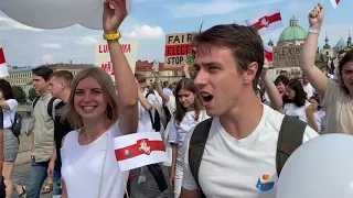 Марш солидарности с Беларусью в Праге 15.8.2020