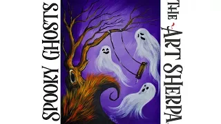 How to paint with Acrylic on canvas a EASY Spooky Ghost | TheArtSherpa