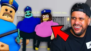 POLICIAL PEIDÃO BARRY TEM TIA E TIO MALVADOS NO ROBLOX (Barnie & Benjie's Prison Escape)