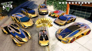 GTA 5 - Stealing Golden Lamborghini SuperCars with Franklin! | (Real Life Cars #24)