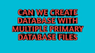 Sql Server Database with Multiple Primary Database Files