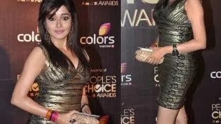 Tina Dutta Posing in golden designer wear at Award show  | Bolly2Box