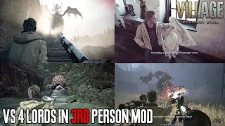 RESIDENT EVIL Village - All The Lords Boss/Bosses Fights in Third Person View (Side POV)