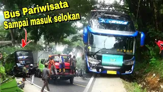 Gagal ngeblong !! Astaghfirullah sampai rusak parah, evakuasi kecelakaan bus pariwisata vs truk wing