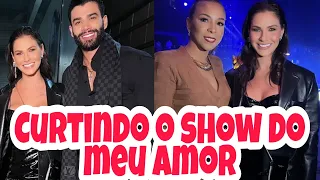 Andressa Suita curtiu show do seu amado Gusttavo Lima  com a esposa de Thiago Silva em Londres