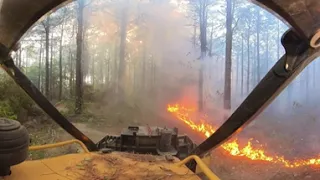 360 Interactive 4K Video: Wildland Fire Dozer Operator: Texas IA- Cherokee 4065 Wildfire