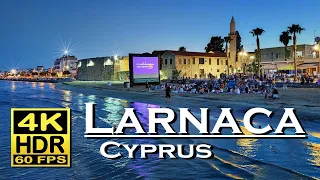 Larnaca Cyprus nightlife 4K 60fps HDR ( UHD ) Dolby Atmos 💖 The best places 👀 evening walking tour