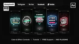 Cyber Monday Promo / Neon Stories & Posts  (After Effects Template) ★ AE Templates