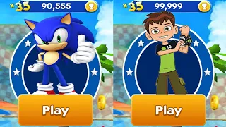 Sonic Dash vs Ben 10 Up To Speed - All 32 Characters Unlocked Android Gameplay