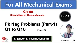 PK Nag Problems Chapter-6 | Page No.-173 | (Part-1) Q1 to Q10 || Engineering Thermodynamics-55 ||