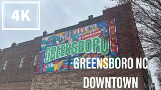 Greensboro NC - Downtown Rain walk (4K)