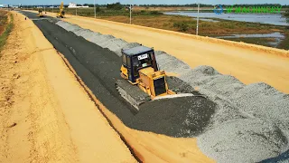 Nice Showing Activity Komatsu Dozer Spreading Gravel | Perfect operator dozer trimming gravel