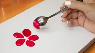 Spoon painting technique /acrylic painting tutorials / cherry blossom tree