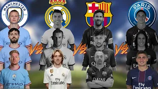 Manchester City 2023 🆚 Real Madrid 2017 🆚 Barcelona 2015 🆚 PSG 2015 😲🔥 (Messi, Ronaldo, Haaland) 🔥🔥