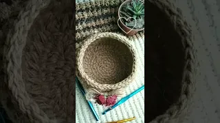 Handmade jute basket.#knitting #jutebox