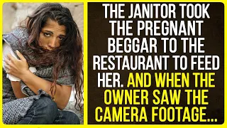The janitor took the pregnant beggar to the restaurant to feed her. And when the owner saw...