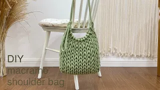 DIY | macrame shoulder bag giant yarn hand knitting | 마크라메 숄더 백 자이언트 얀 핸드 니팅