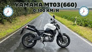 Yamaha MT-03(660cc) 0-100 KM/H Time - Acceleration