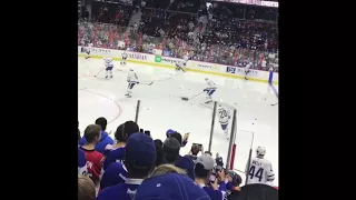Toronto Maple Leafs come on ice pregame warmup vs Ottawa Senators - October 21, 2017