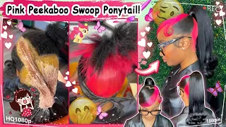 💕Skunk Stripes With Natural Hair Dye | Pink Barbie Swoop Ponytail | Ft.#ULAHAIR