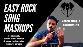 How to play easy Mashup rock songs with strumming pattern | Play-a-long