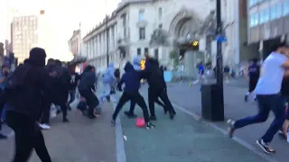 Man Knocked to the Ground by Attackers During London Anti-Racism Protest