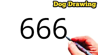 How to draw dog from number 66 | Easy dog drawing | number drawing | Dog