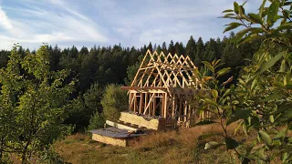 🔴 A-Frame Roof - Strengthening roof rafters | DIY Tiny House in the mountains Ukraine. Ep 12