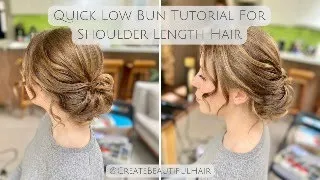 Beautiful Quick Low Bun for Fine Shoulder Length Hair - Perfect for Brides and Bridesmaids!