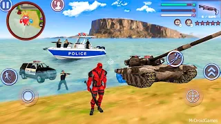 Deadpool Rope Hero Vice Town City - Military Tank -  Android Gameplay