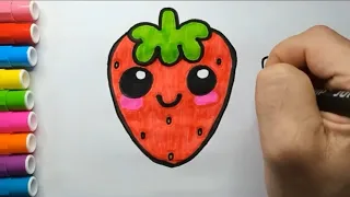 Como dibujar y pintar una fresa muy facil