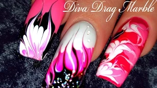 No Water Needed - Pink Diva DIY Drag Marble nail art Tutorial