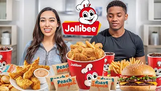 Americans Try Jollibee For The First Time! (Chickenjoy, Yum Burger, Burger Steak, Jolly Spaghetti)