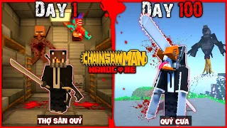 100 DAYS BECOME A CHAINSAW MAN IN MINECRAFT I KILLED GUN DEVIL!