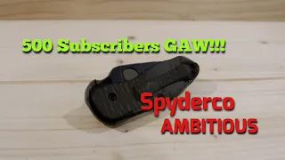 500 Subscribers GAW!!! Spyderco Ambitious Pocket Knife w/Brass!!!(Knathan's Knives)