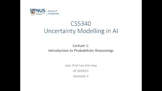 Uncertainty Modeling in AI | Lecture 1 (Part 1): Introduction to Probabilistic Reasoning