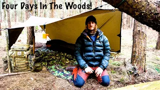 96 hours In A Pine Forest- Bushcraft Bed/Bar/ Dutch Oven Cooking/Primitive Pine Pitch