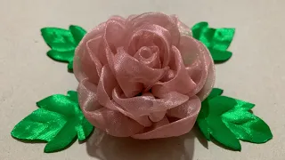 DIY -  Flor Facil - Rosa de Organza/ Rosa de cetim