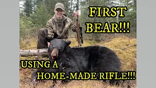 FIRST BEAR USING A HOME MADE RIFLE!!  Spring Bear hunting from a tree stand in Labrador, Canada