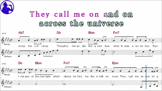 Beatles-Across the universe karaoke sheet music,MR for players,chord,chorus,Lyrics add(Ye karaoke)