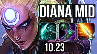 DIANA vs KATARINA (MID) | 9/0/4, 66% winrate, Legendary | KR Master | v10.23